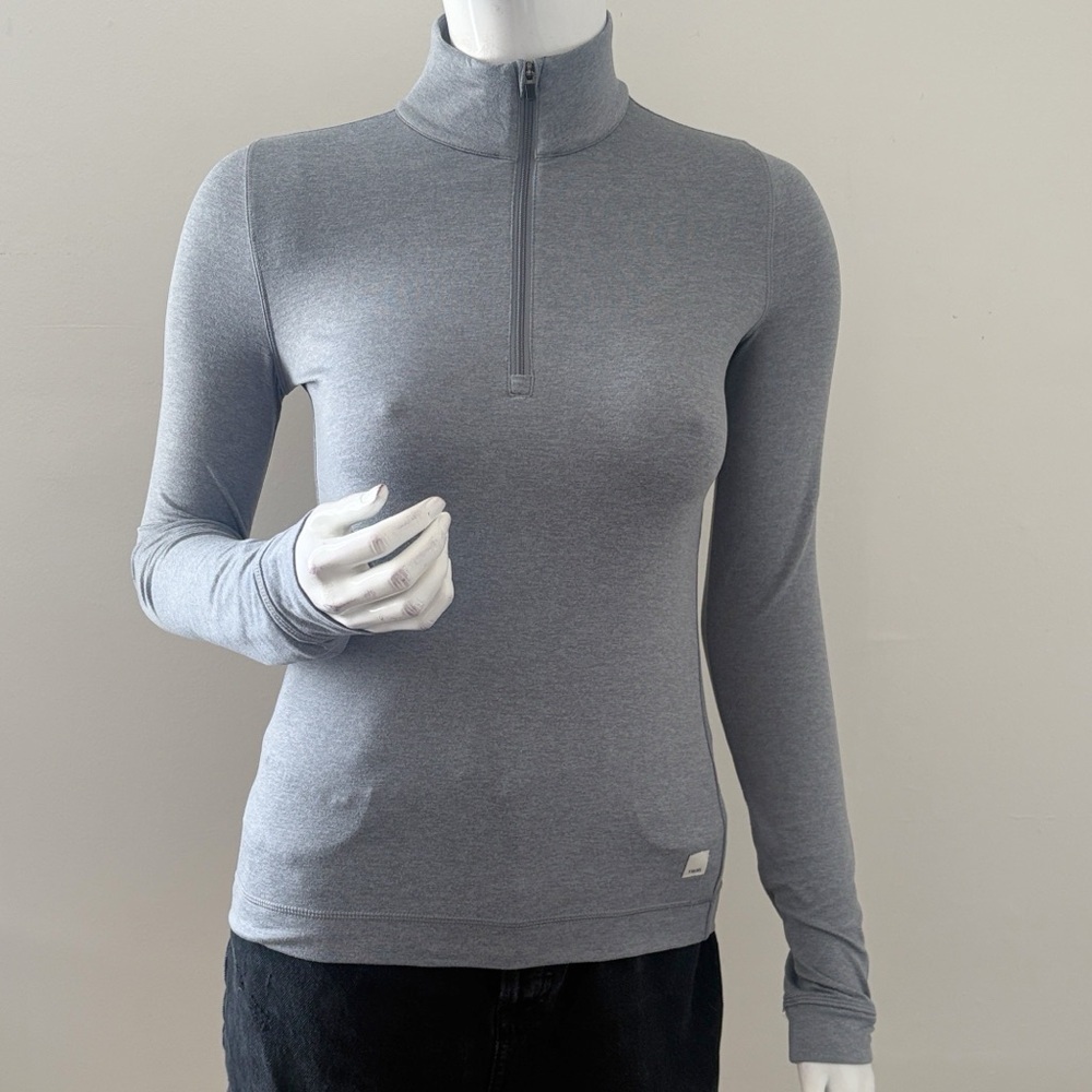 Vuori Heather Gray Long Sleeve Half-Zip Performance Top